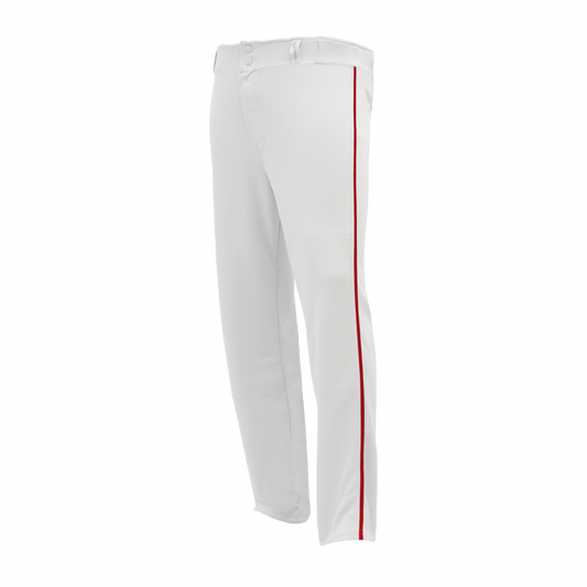 White W/ Red Baseball Pants